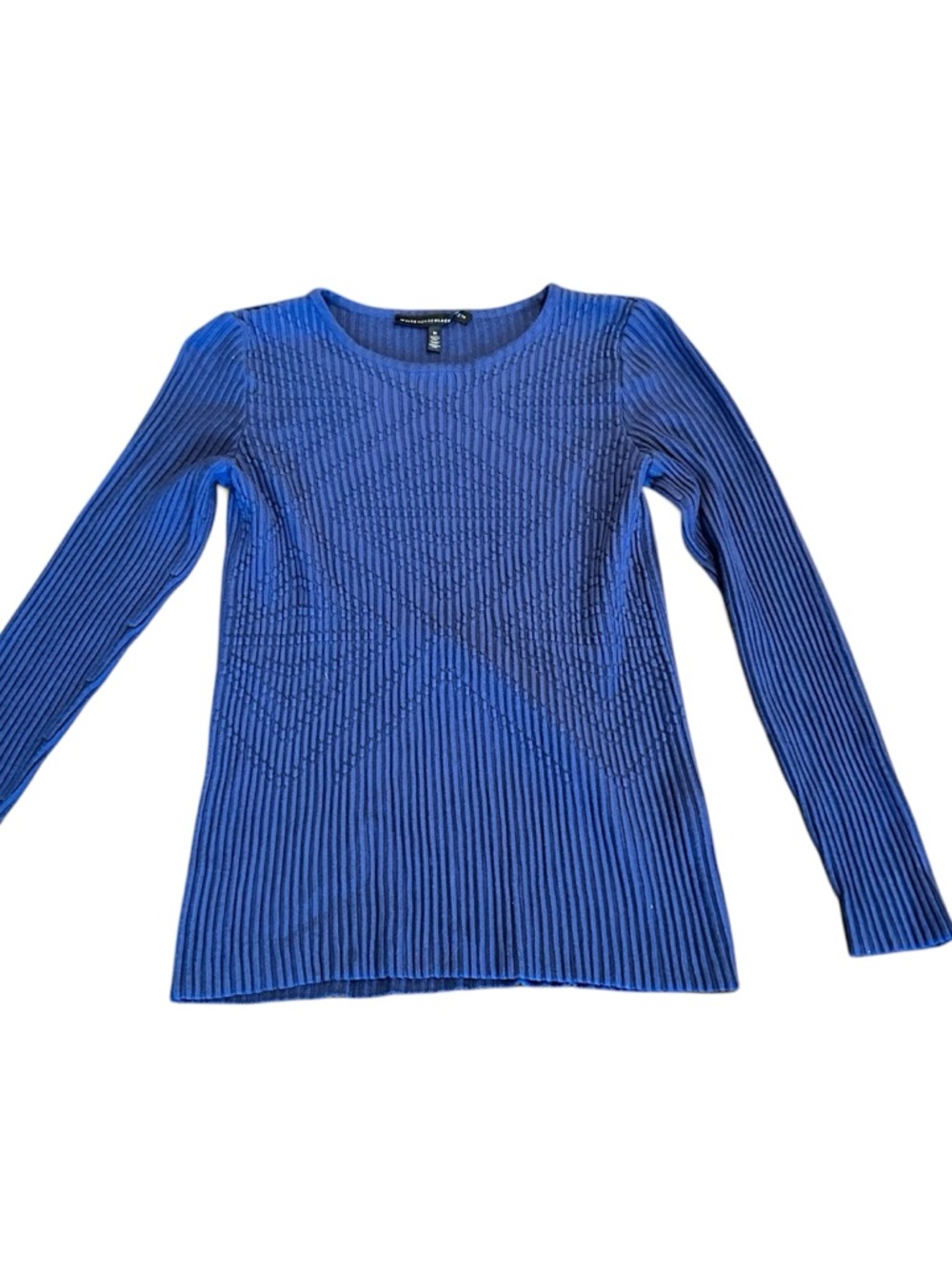 White House Black Market Blue Ribbed Scoop Neck Top Size Medium